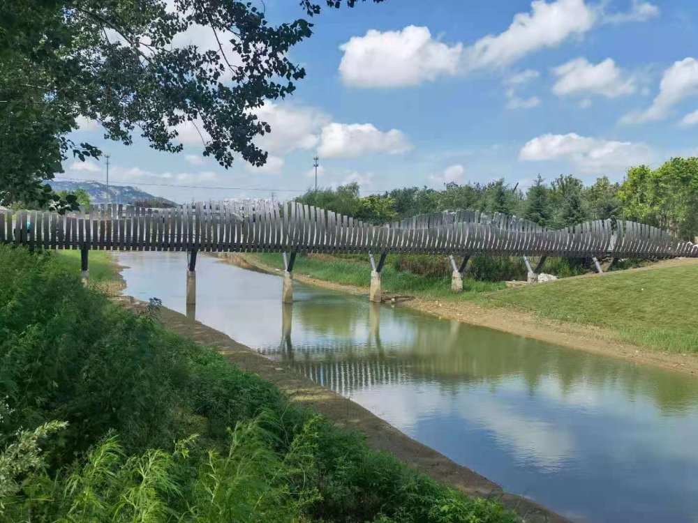 煙臺橋梁景觀工程八角河公園破繭橋施工中，敬請期待！—煙臺旭升鋼構(gòu)